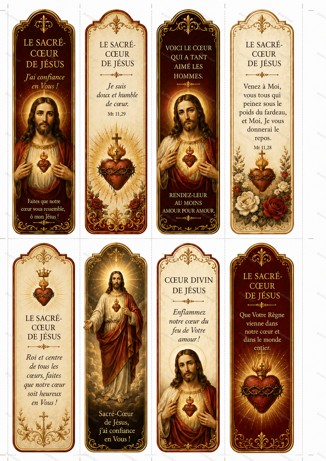 Marque-pages avec le Sacré-Cœur de Jésus