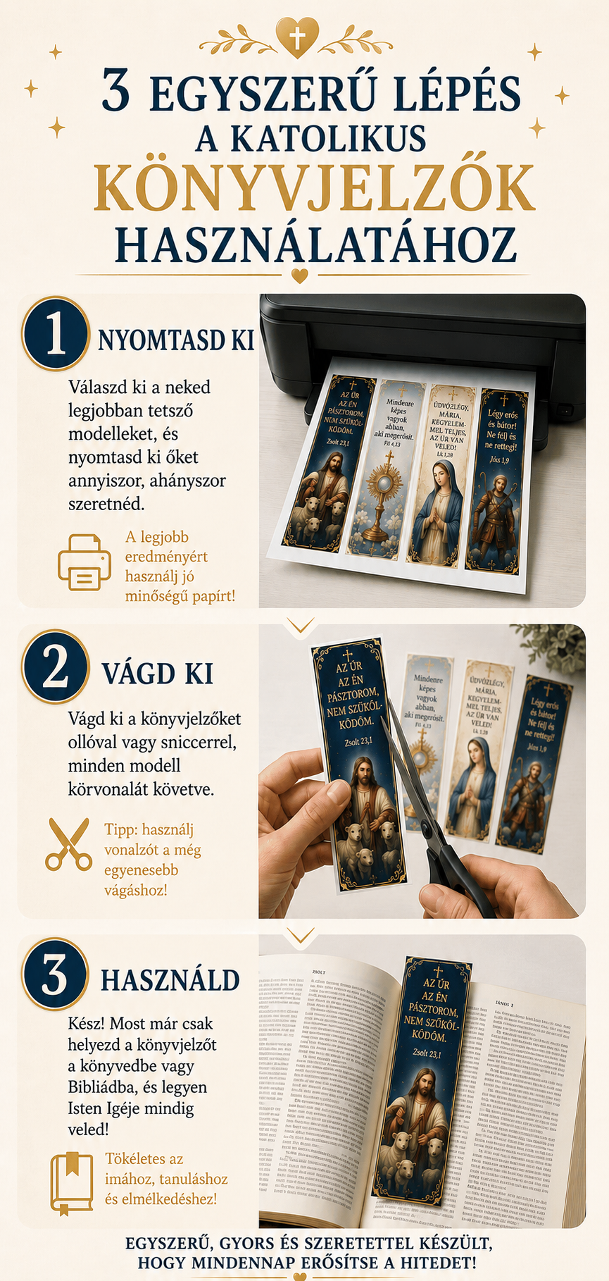 A katolikus könyvjelzők használata 3 egyszerű lépésben: töltsd le, vágd ki és használd