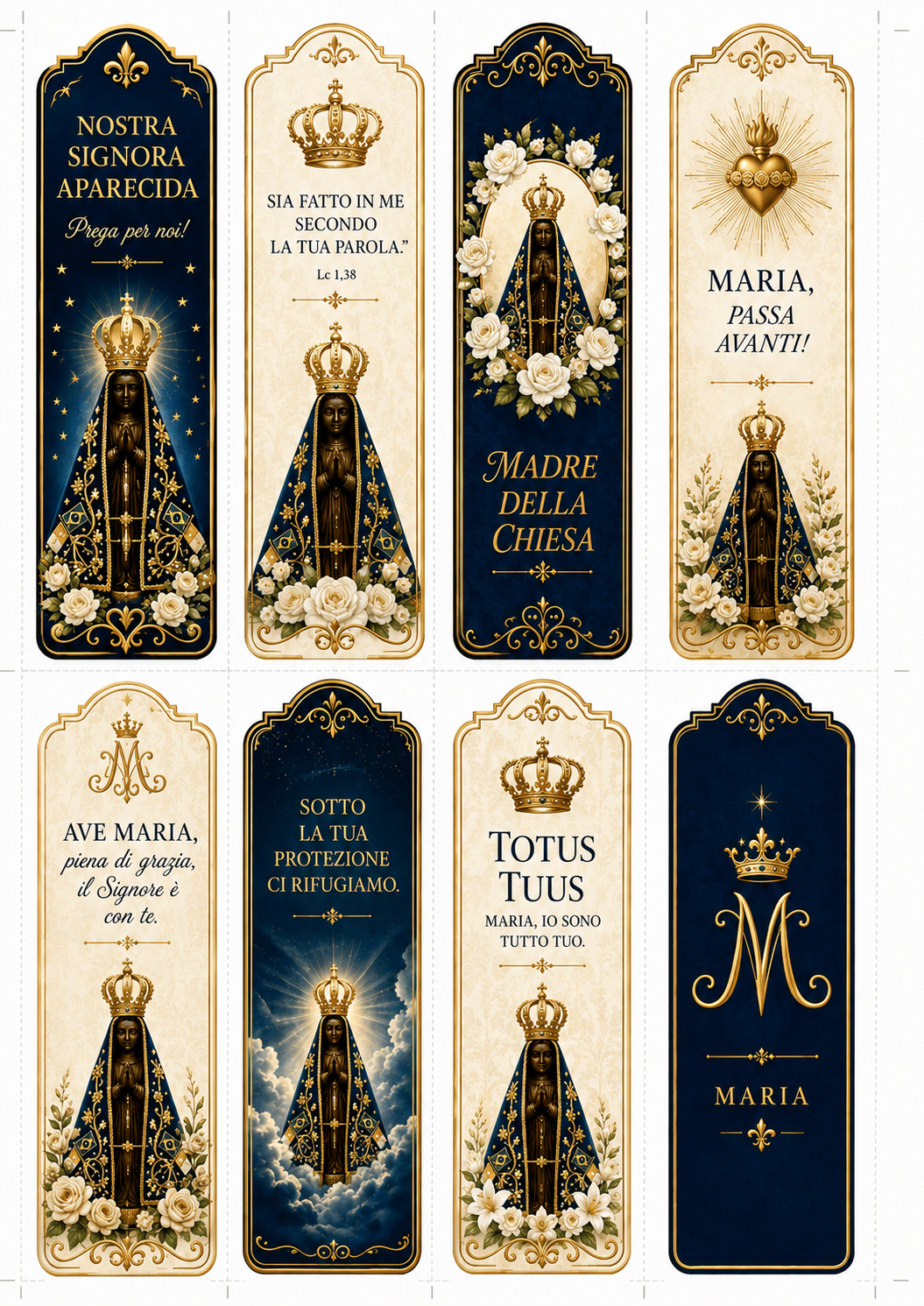 Segnalibri con la Vergine Maria e preghiere mariane