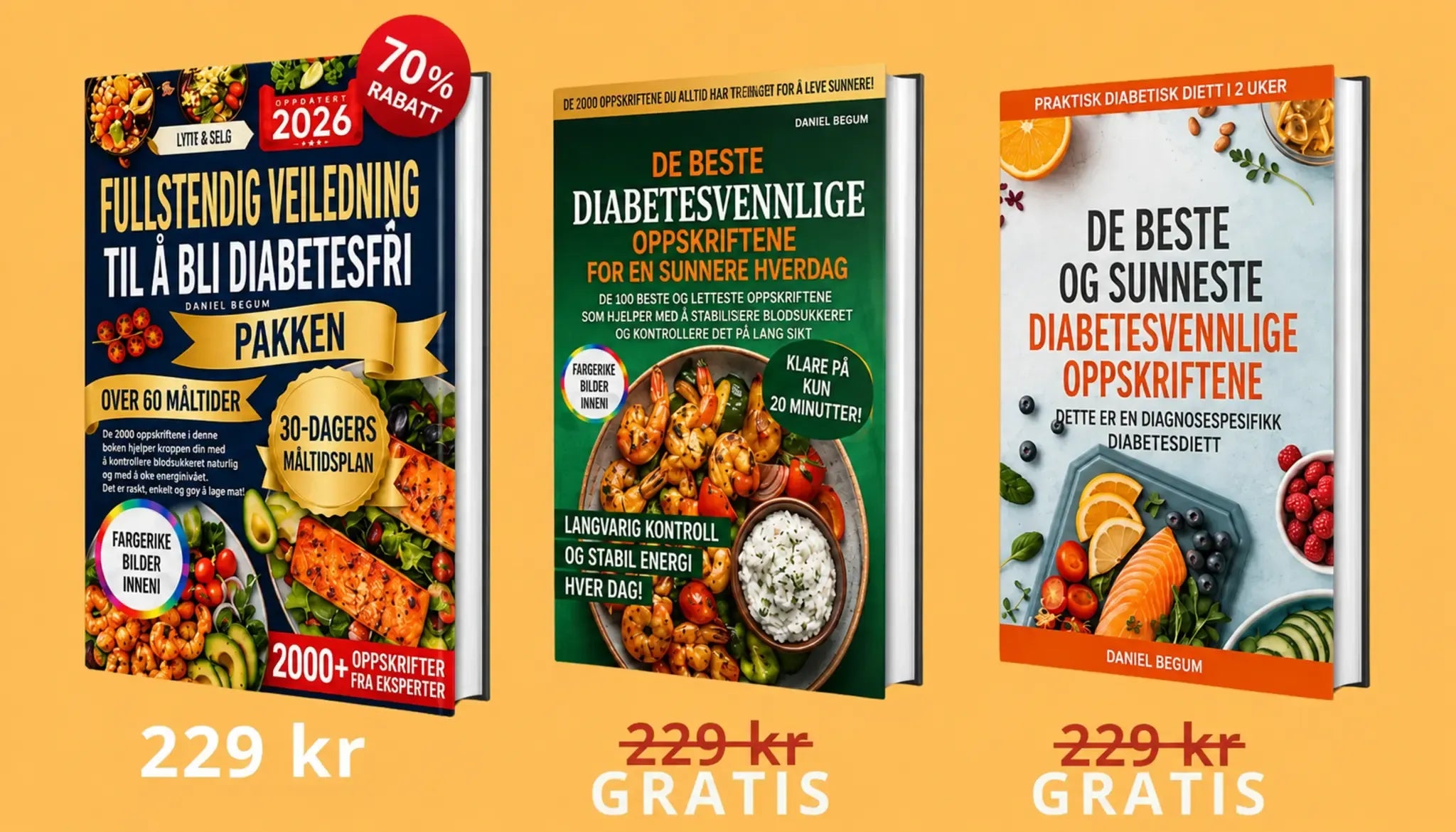 Pakke med 3 bøker – Kosthold for diabetikere