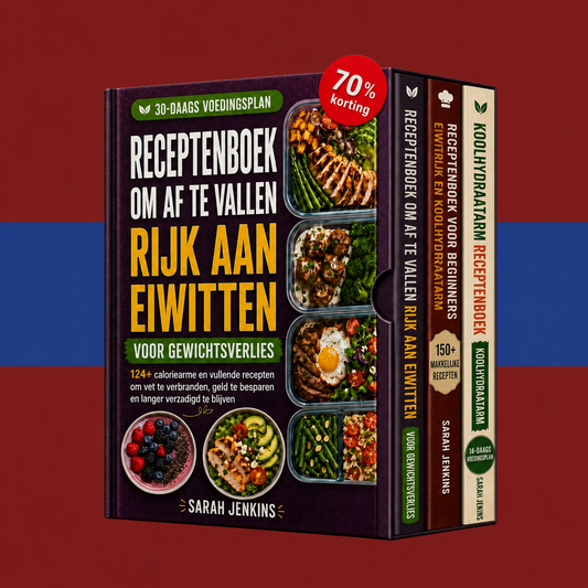 Gids in e-bookformaat Het ultieme pakket: eiwitrijke, koolhydraatarme recepten + 2 BONUSSEN - Digitaal boek