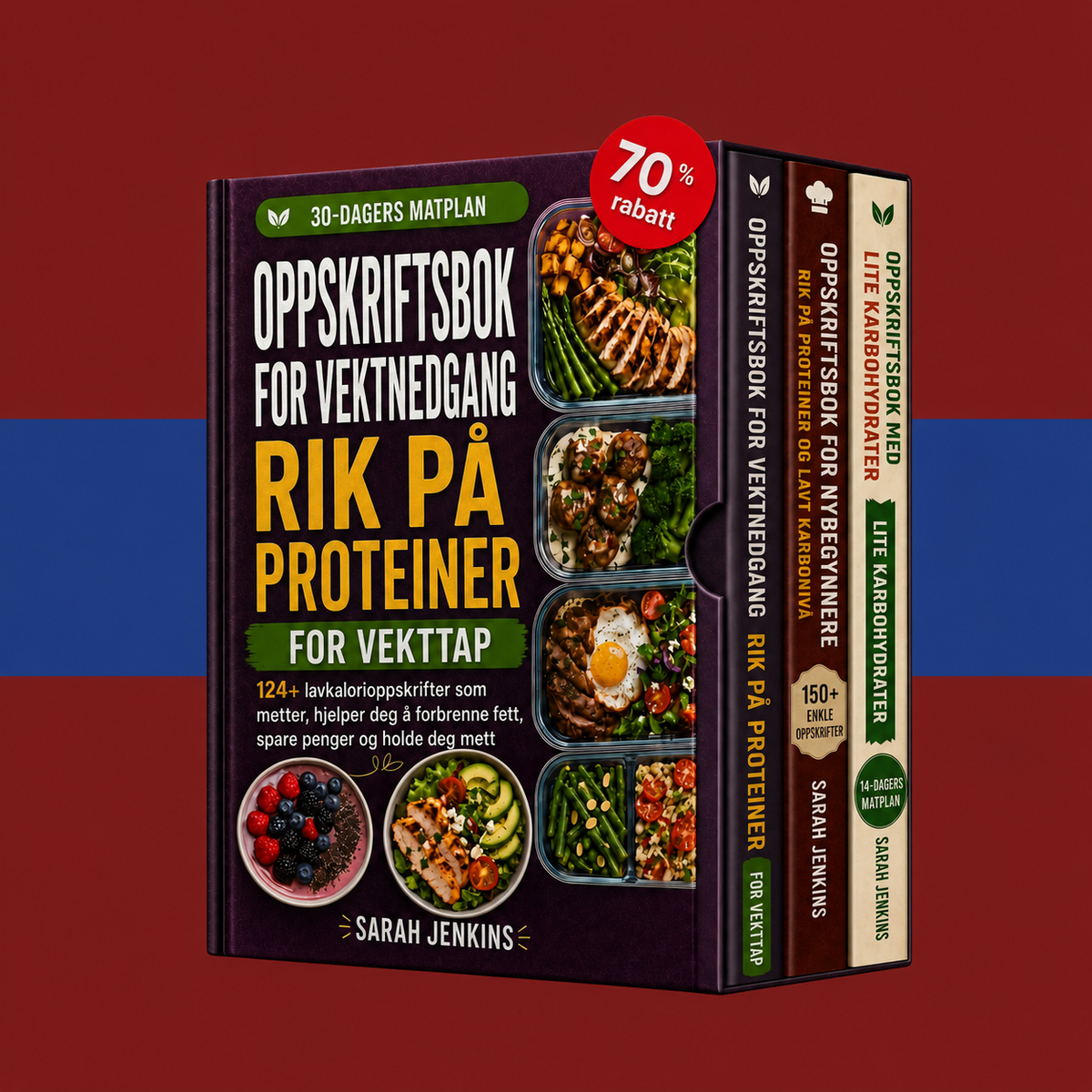 Guide i e-bokformat Det ultimate pakket: proteinrike, lavkarbo-oppskrifter + 2 BONUSER - Digital bok