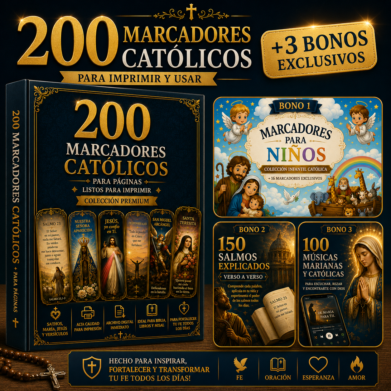 200 marcapáginas católicos con 3 bonus exclusivos