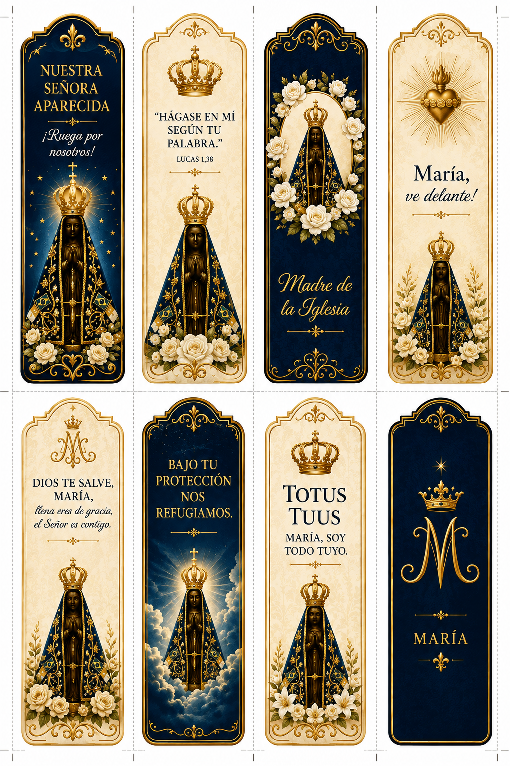 Marcapáginas con la Virgen María y oraciones marianas