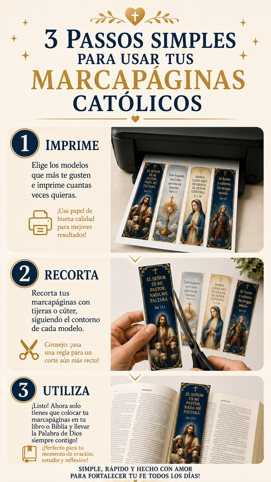 3 sencillos pasos para usar tus marcapáginas católicos: descarga, recorta y utiliza