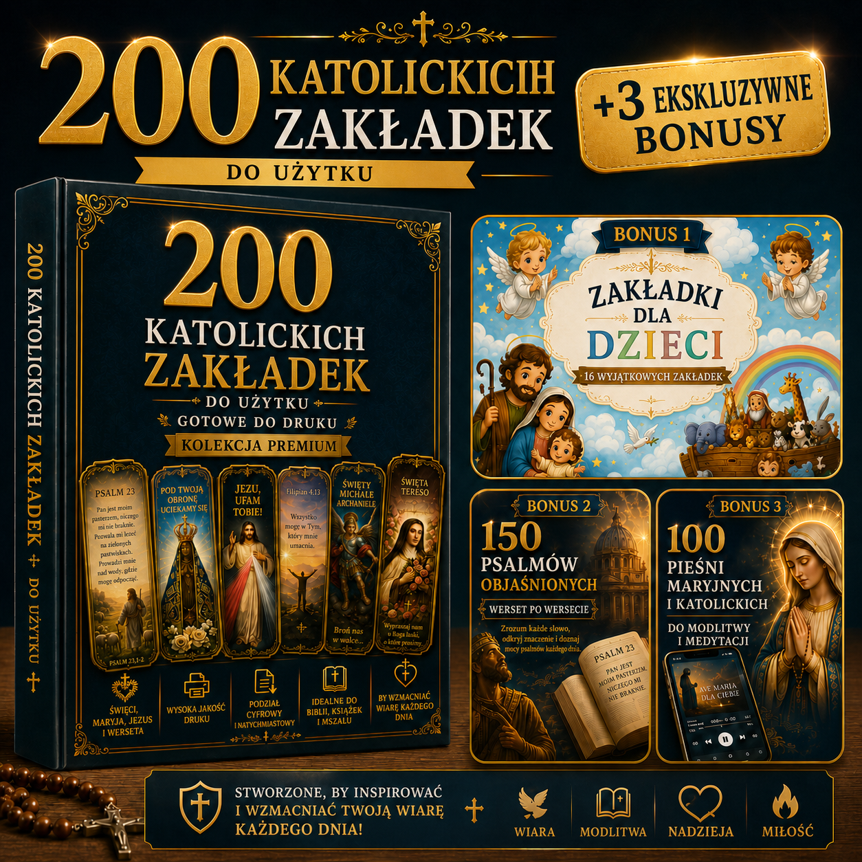 200 katolickich zakładek z 3 ekskluzywnymi bonusami